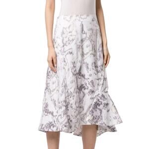 3.1 Phillip Lim NWOT Ruffle Hem Midi Skirt White Lavender Abstract Size 0